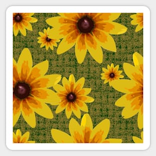 Blackeyed Susan on Burlap Gold over Green Sticker